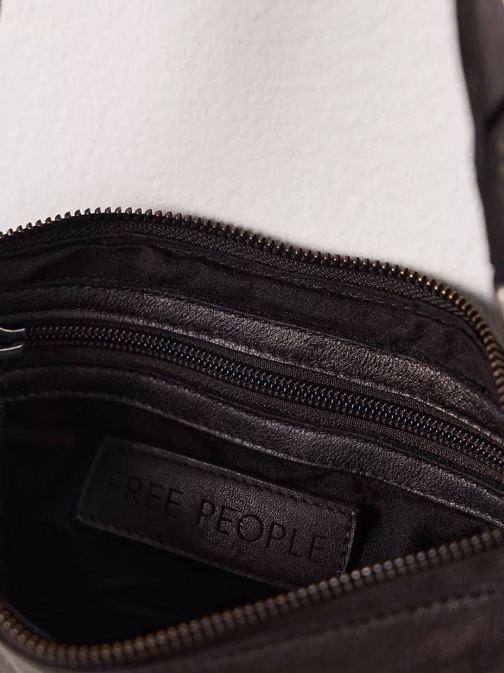 NWT $78 Free People Lillie Leather Shoulder Bag Black/Silver - Picture 5 of 8